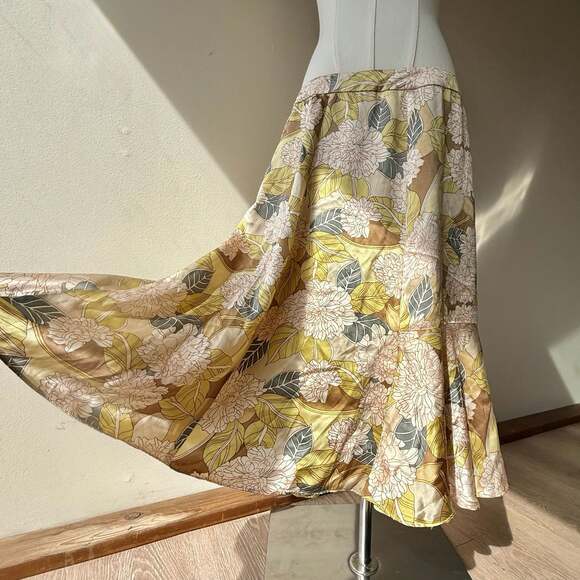 INC International Concepts Dresses & Skirts - 100% Silk Floral Yellow Green Midi Skirt
